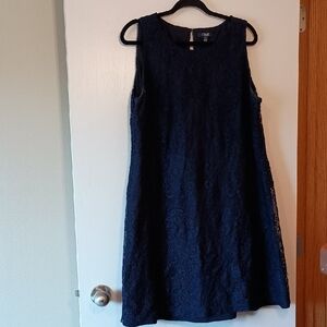 Chaps Navy Lace Sleeveless Shift Dress